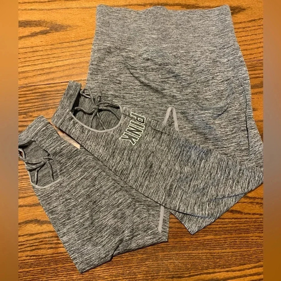 VICTORIA SECRET PINK GRAY ULTIMATE SEAMLESS ANKLE LEGGINGS - md - Picture 1 of 4
